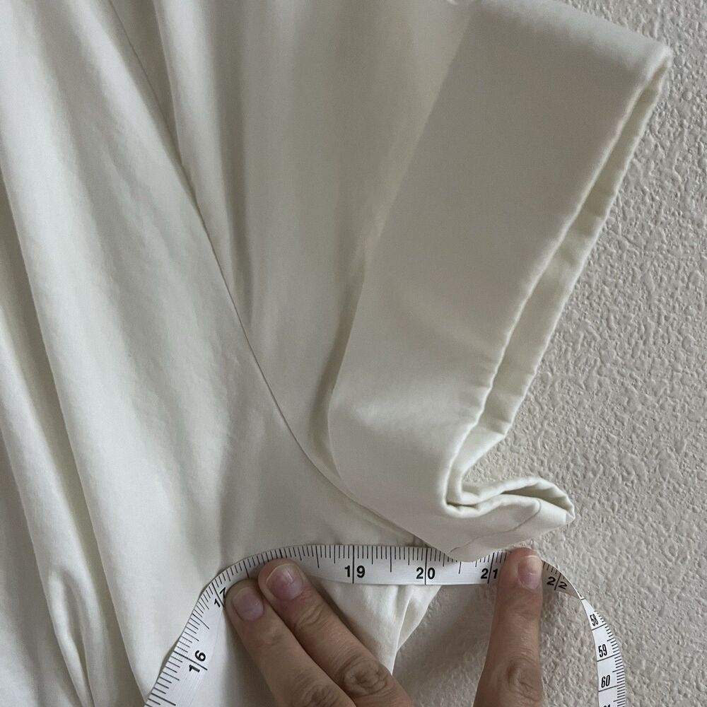 Maeve Anthropologie Poplin‎ Shirt Dress Women’s 14 Midi White Collared V Neck - Picture 12 of 14